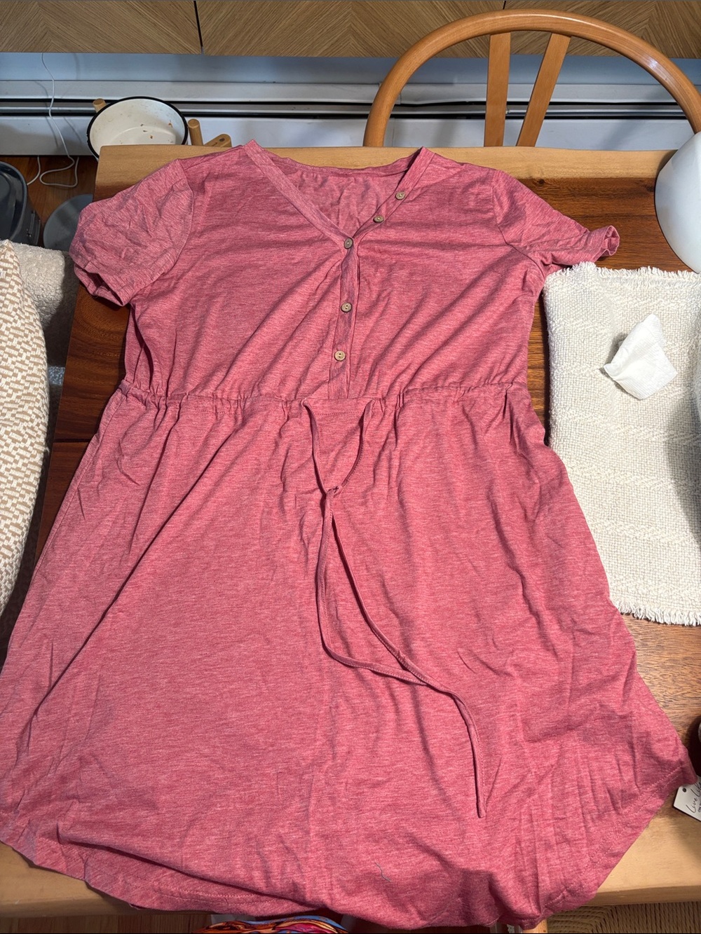 Cupshe Heathered Rose Button-Front Drawstring Dress